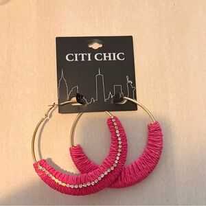 Pink and Gold Hoop Earrings